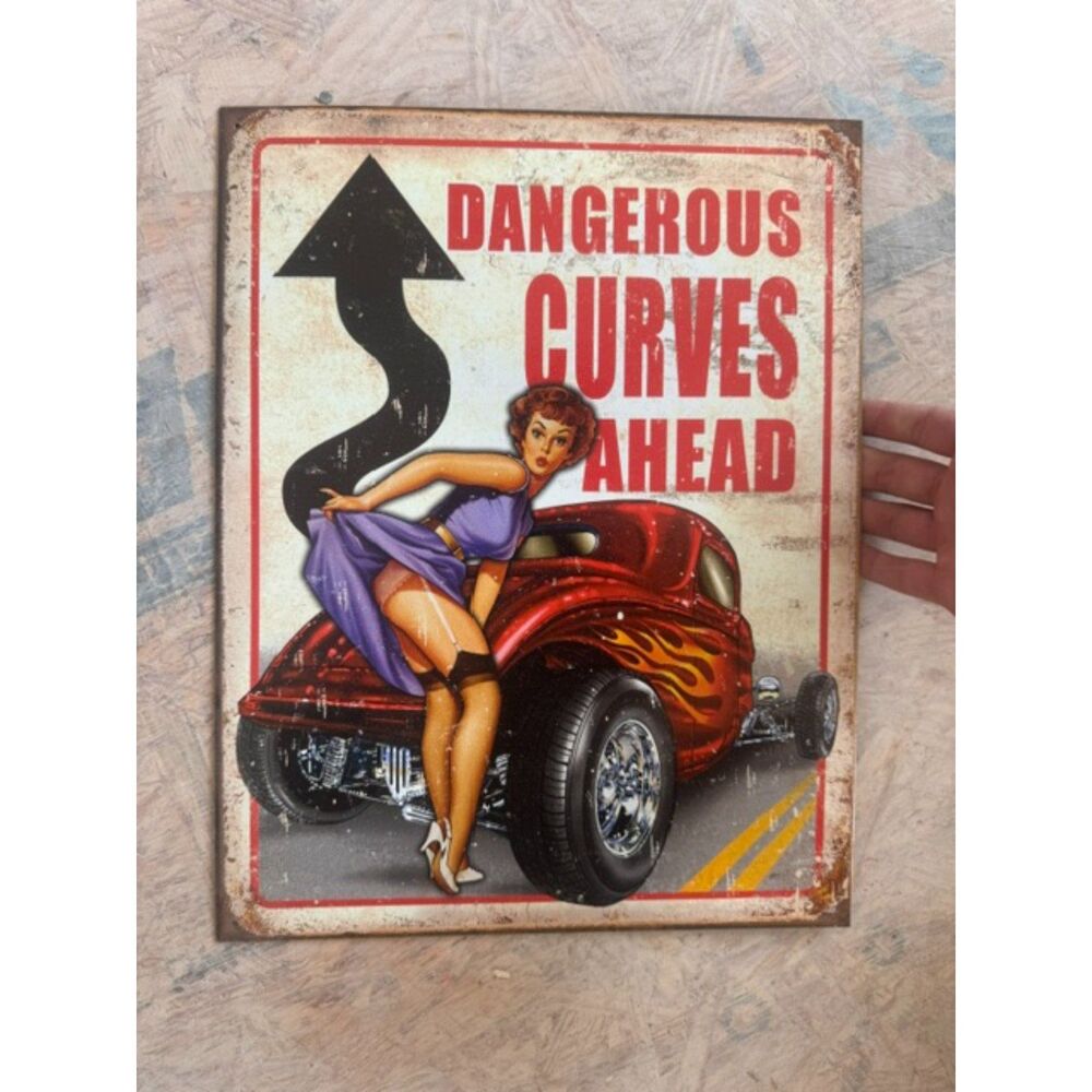 Metal Sign "Legends - Dangerous Curves" #1670 Hot Rod Tin Plaque